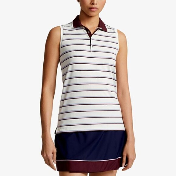 RLX‎ Ralph Lauren Sleeveless Striped Polo Shirt Size Small NWT - Picture 1 of 9